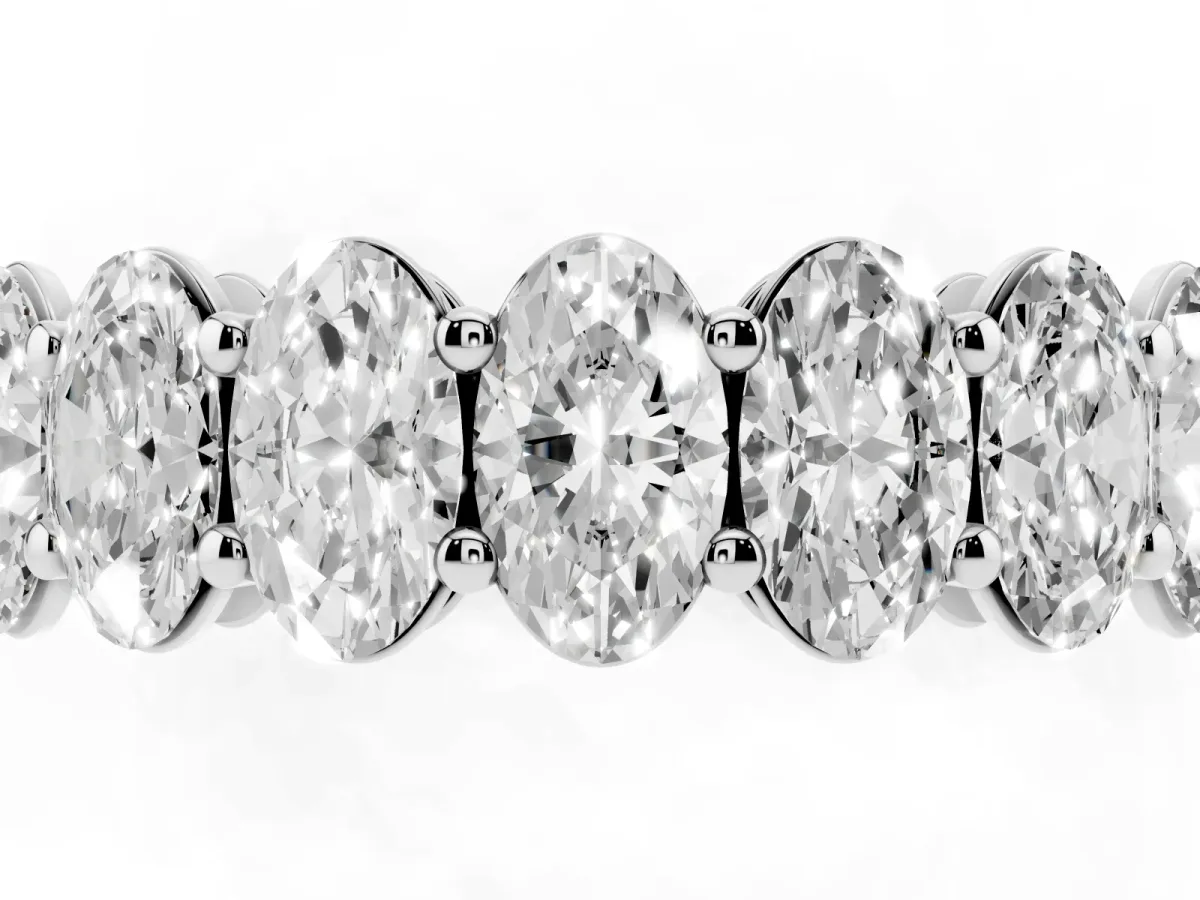 Oval Cut Diamond Eternity Band with Shared Prong Setting Silver