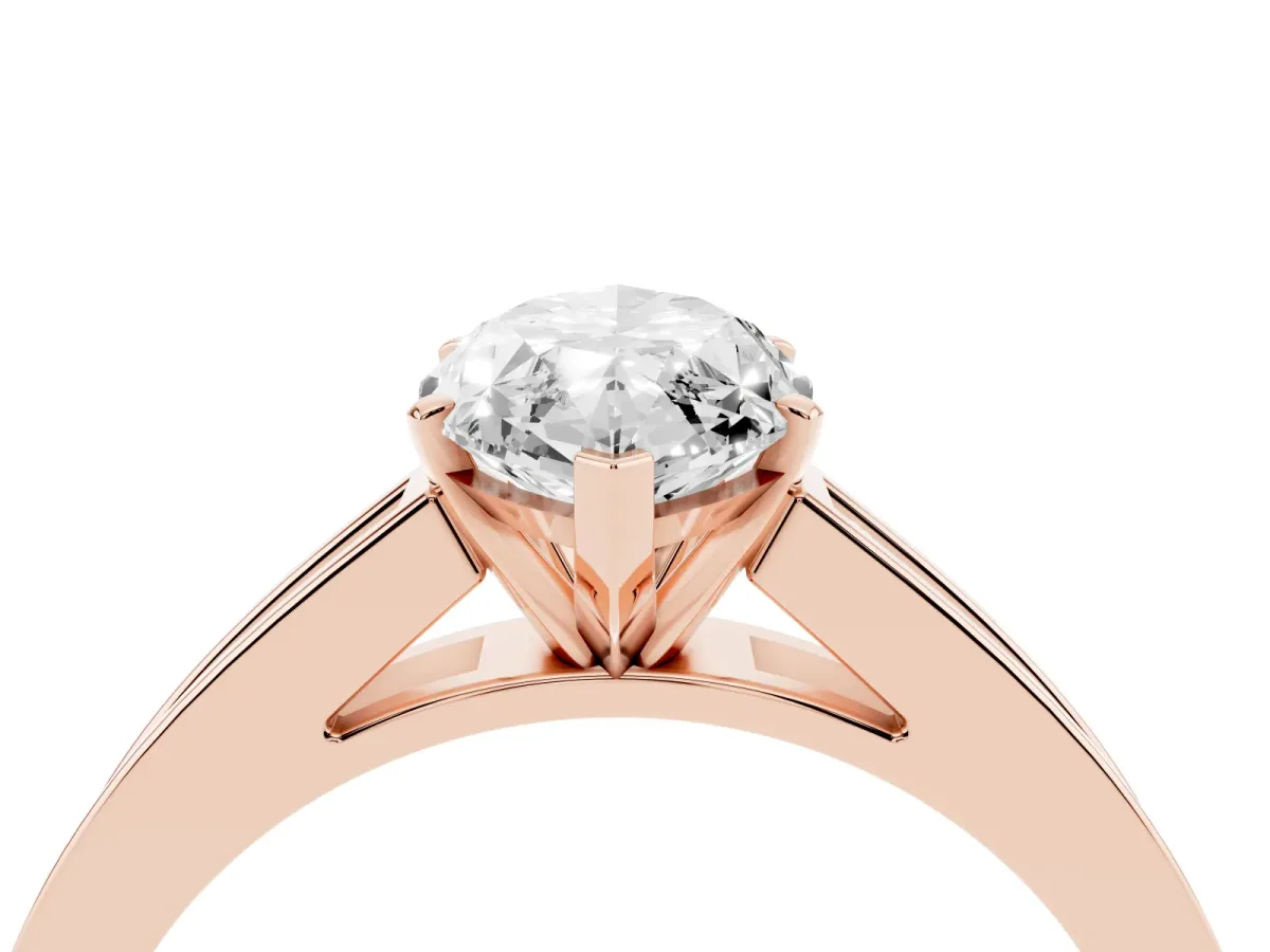 Marquise Cut Solitaire Diamond Ring with Channel-Set Band and Four-Prong Setting Rose gold