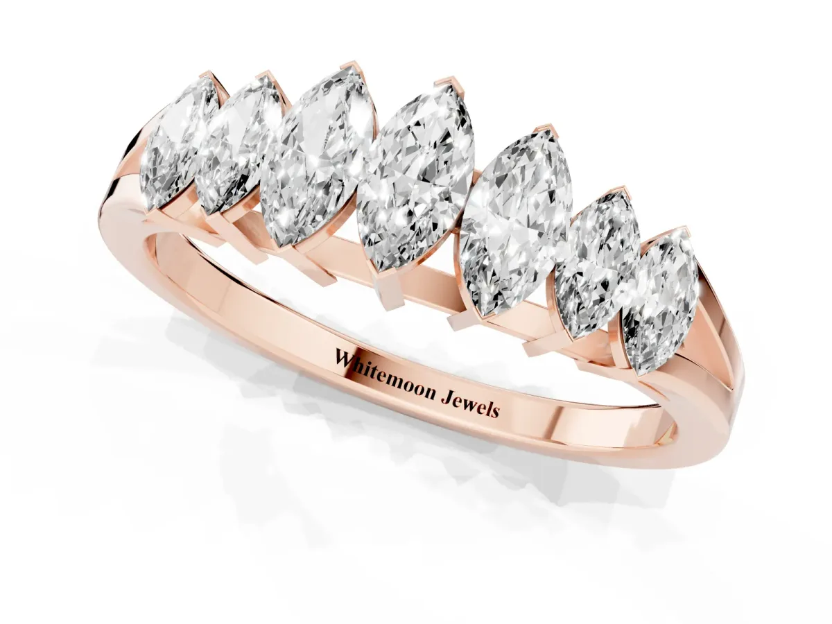 Marquise Diamond Prong-Set Half-Eternity Band Rose gold