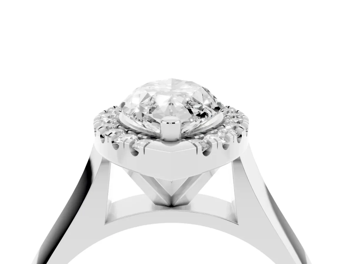 Marquise Cut Cut Halo Solitaire Engagement Ring with Square Band and Four-Prong Setting Silver
