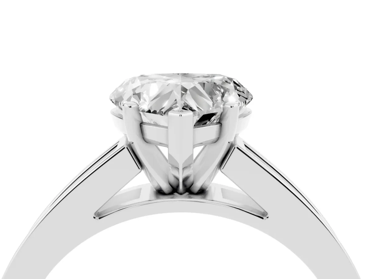 Heart Cut Solitaire Diamond Ring with Channel-Set Band and Four-Prong Setting Silver