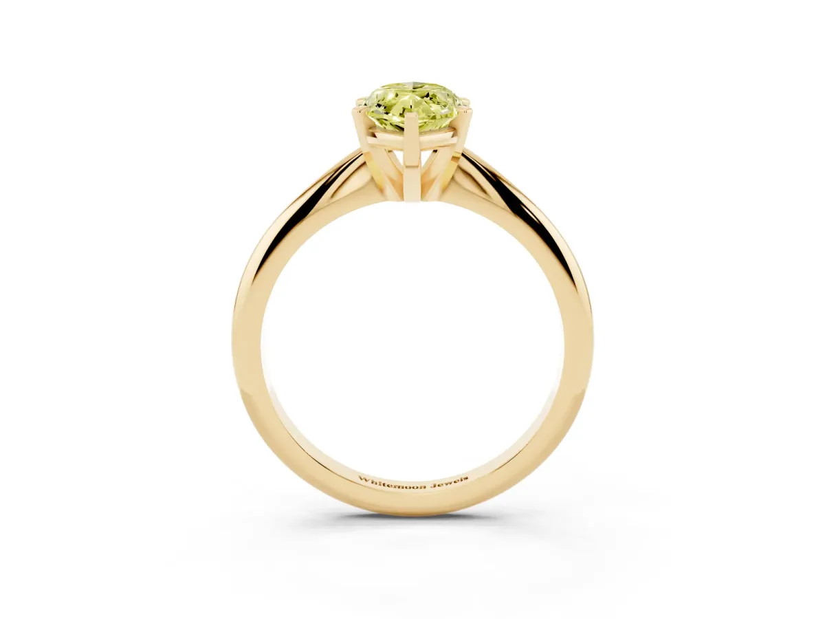 Fancy Yellow Marquise Cut Cut Solitaire Ring with Four-Prong Setting on a Classic Band Yellow gold