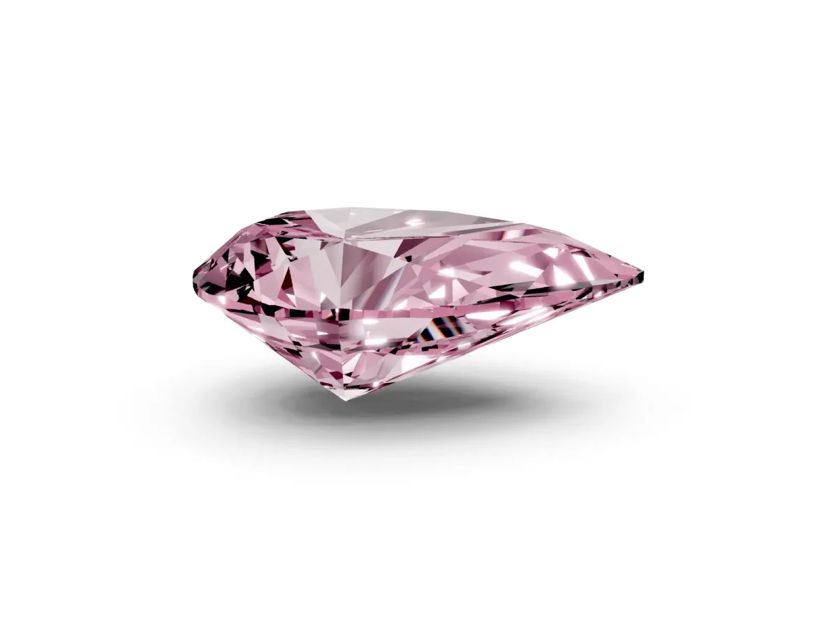 Fancy Pink Pear Cut Diamond Ring with Marquise Side Stones and Prong Setting White gold