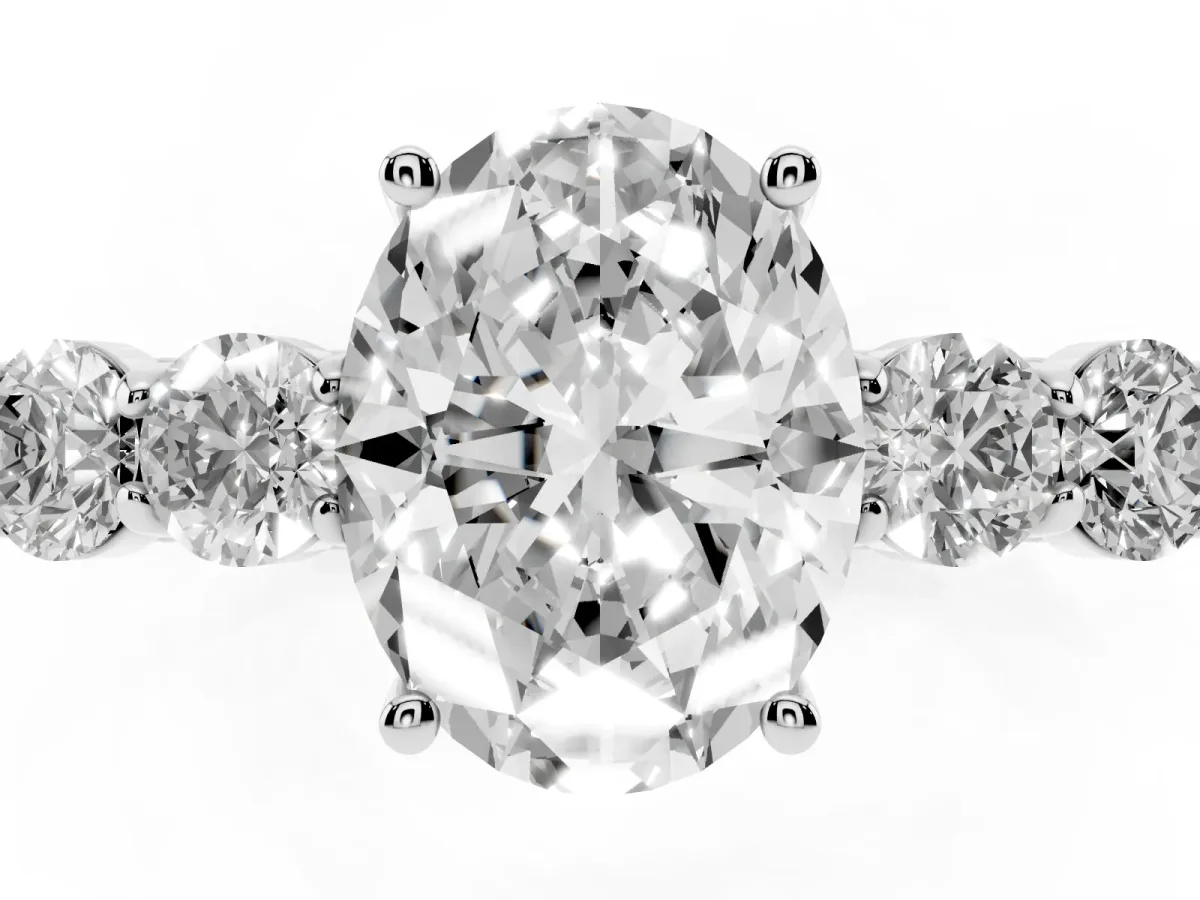 Oval Cut Cut Diamond Five-Stone Prong Set White Gold Ring White gold