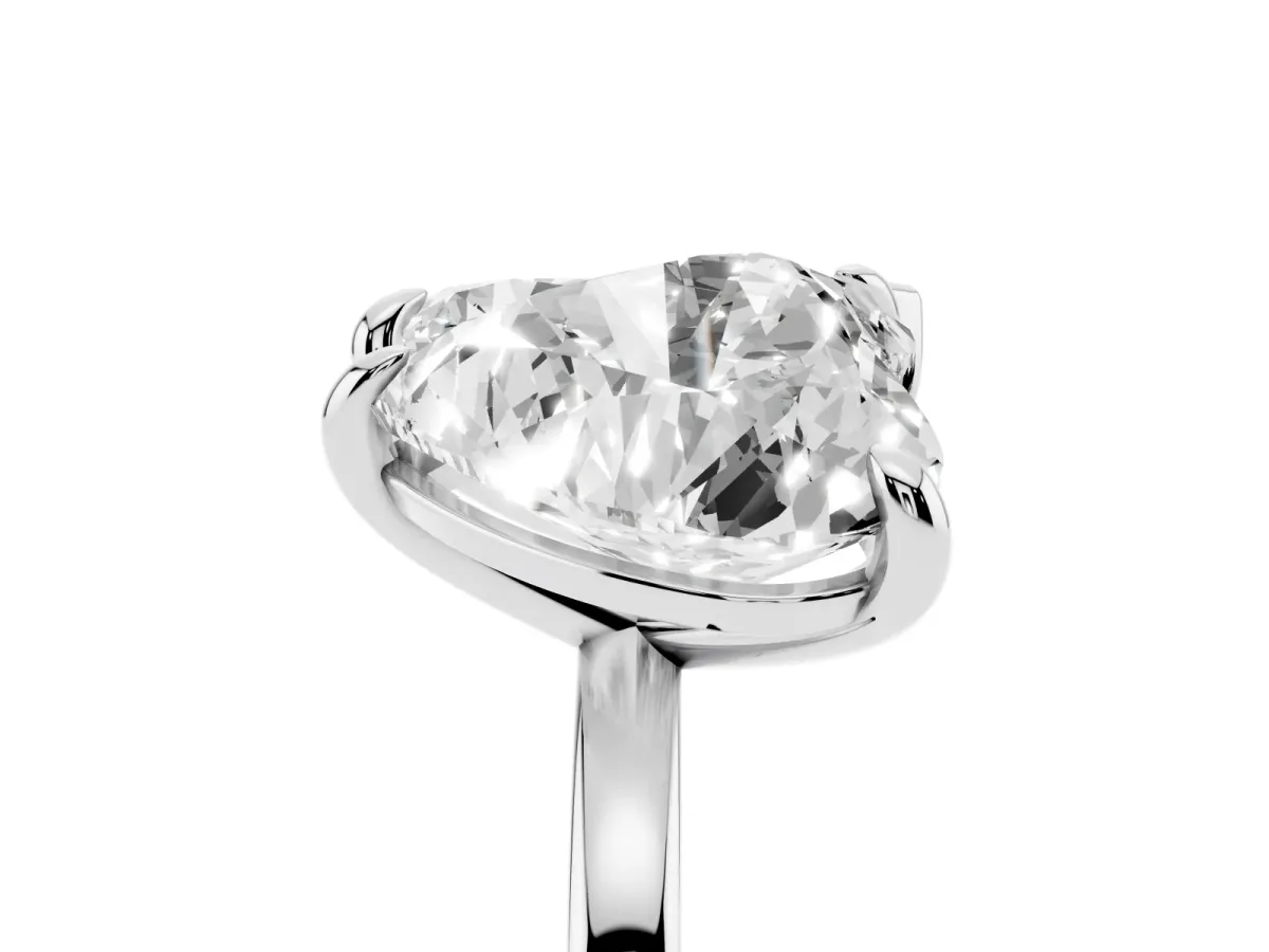 Pear and Heart Toi Moi Ring with Prong Setting and Plain Band Platinum