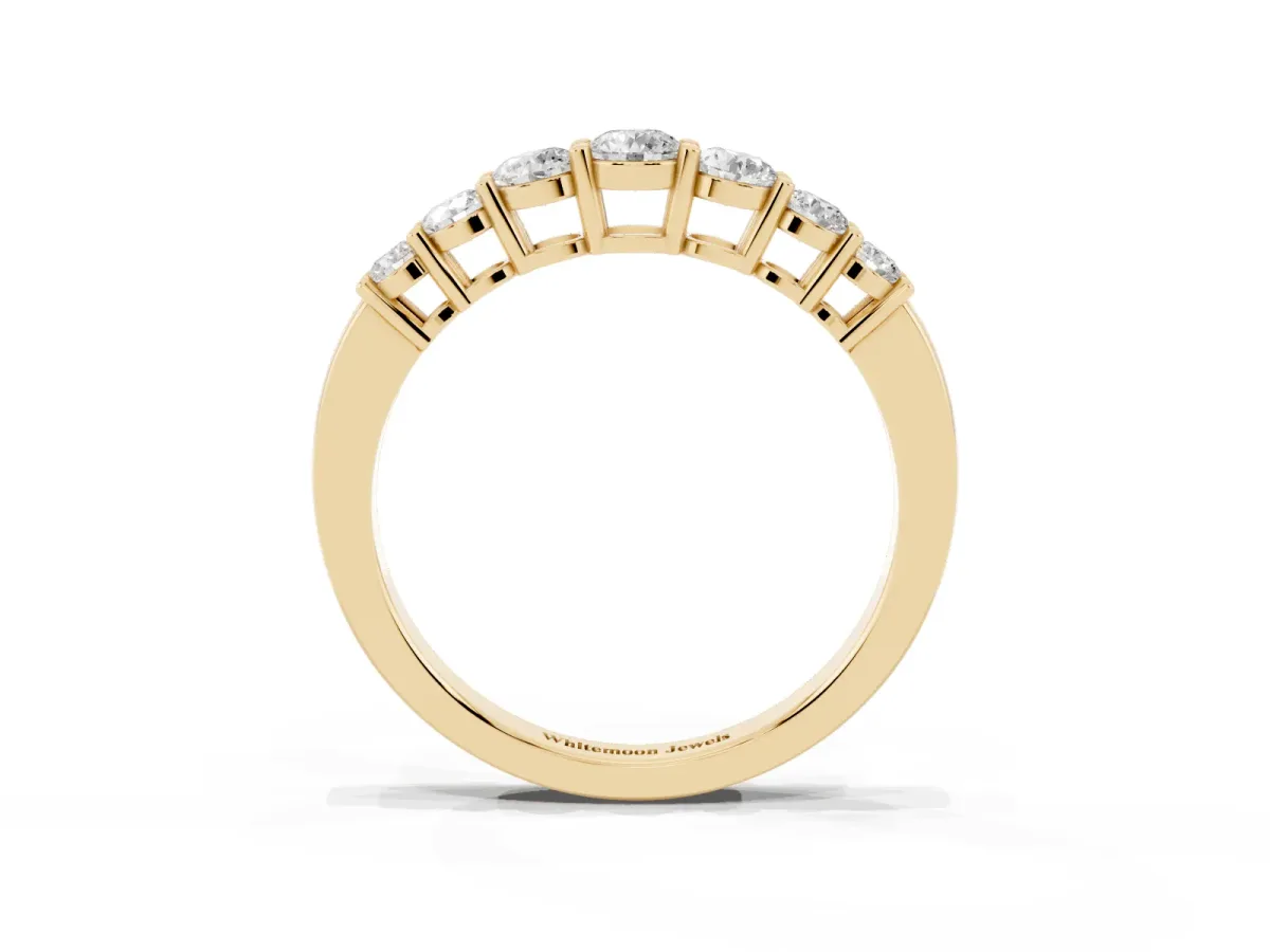 Round Diamond Prong-Set Half-Eternity Band Yellow gold