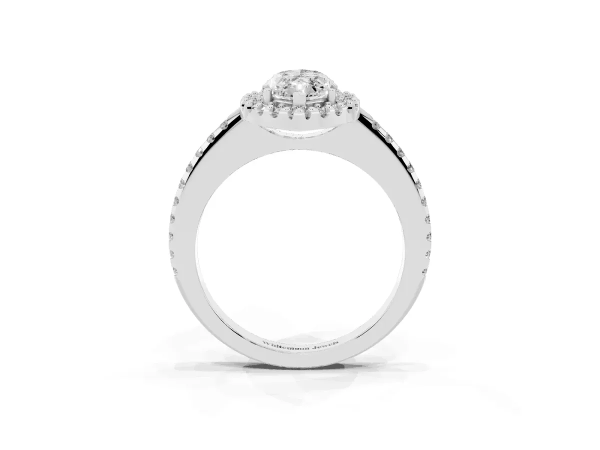Marquise Cut Diamond Pavé Halo Ring with Four-Prong Setting Platinum