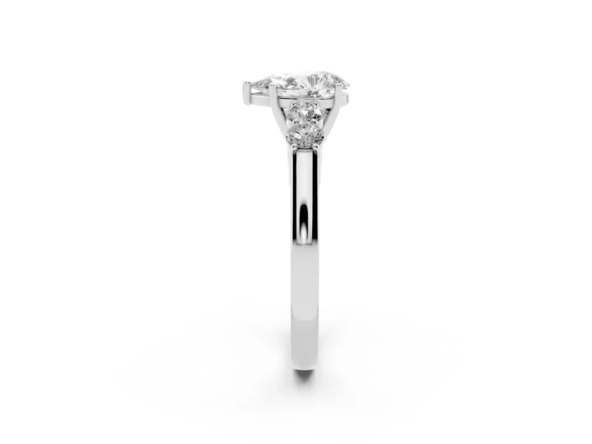 Pear Cut Cut Diamond Five-Stone Prong Set White Gold Ring Silver