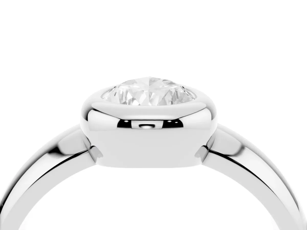 Bezel Set Pear Cut Solitaire Ring with Wide Band White gold