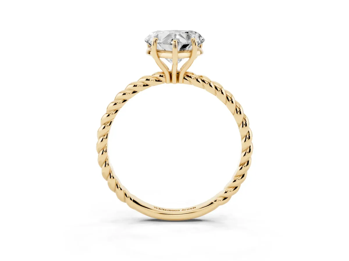 Heart Cut Solitaire Twist Band Ring with Four-Prong Setting Yellow gold