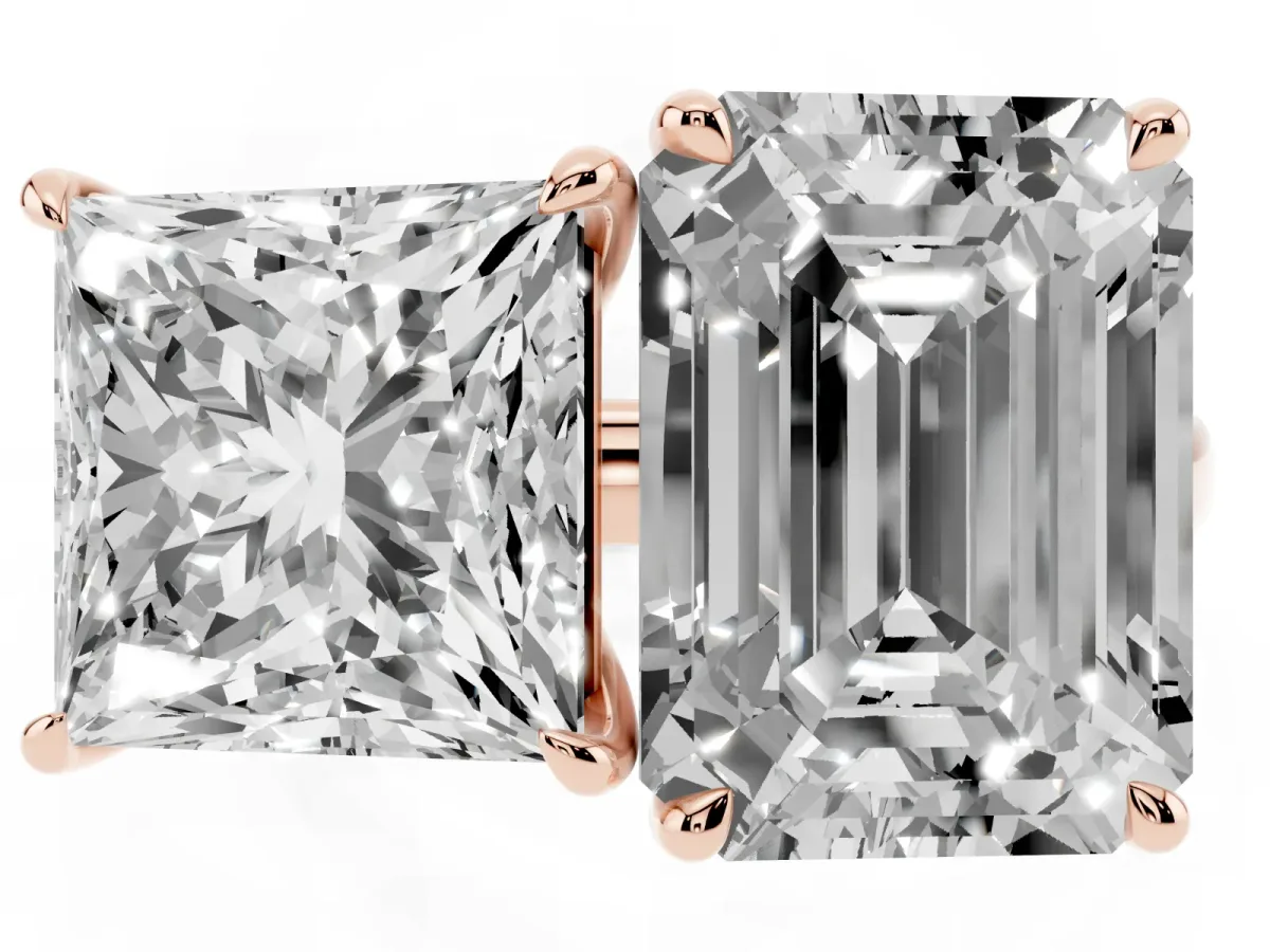 Princess Cut and Emerald Cut Toi Moi Ring with Prong Setting Rose gold