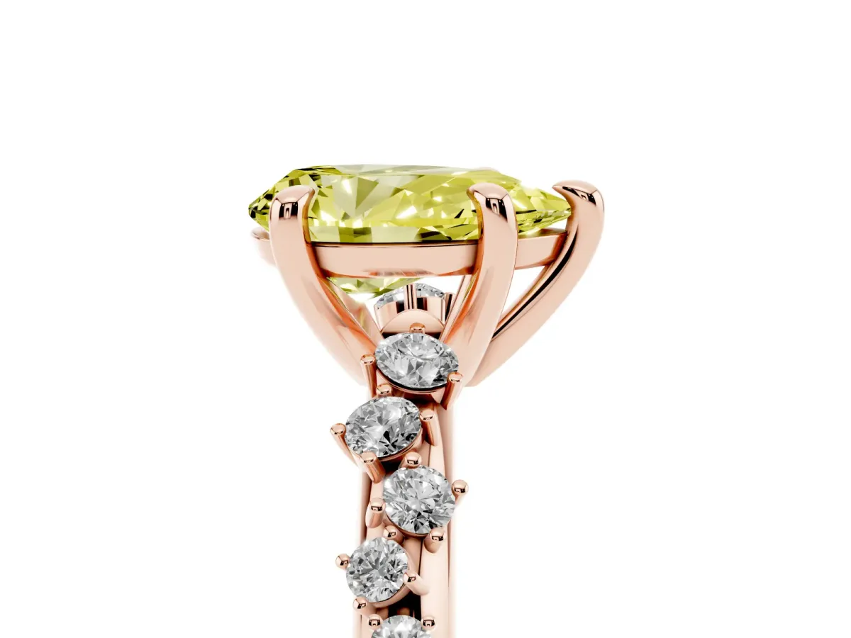Fancy Yellow Pear Cut Cut Diamond Vine Band with Four-Prong Setting Rose gold