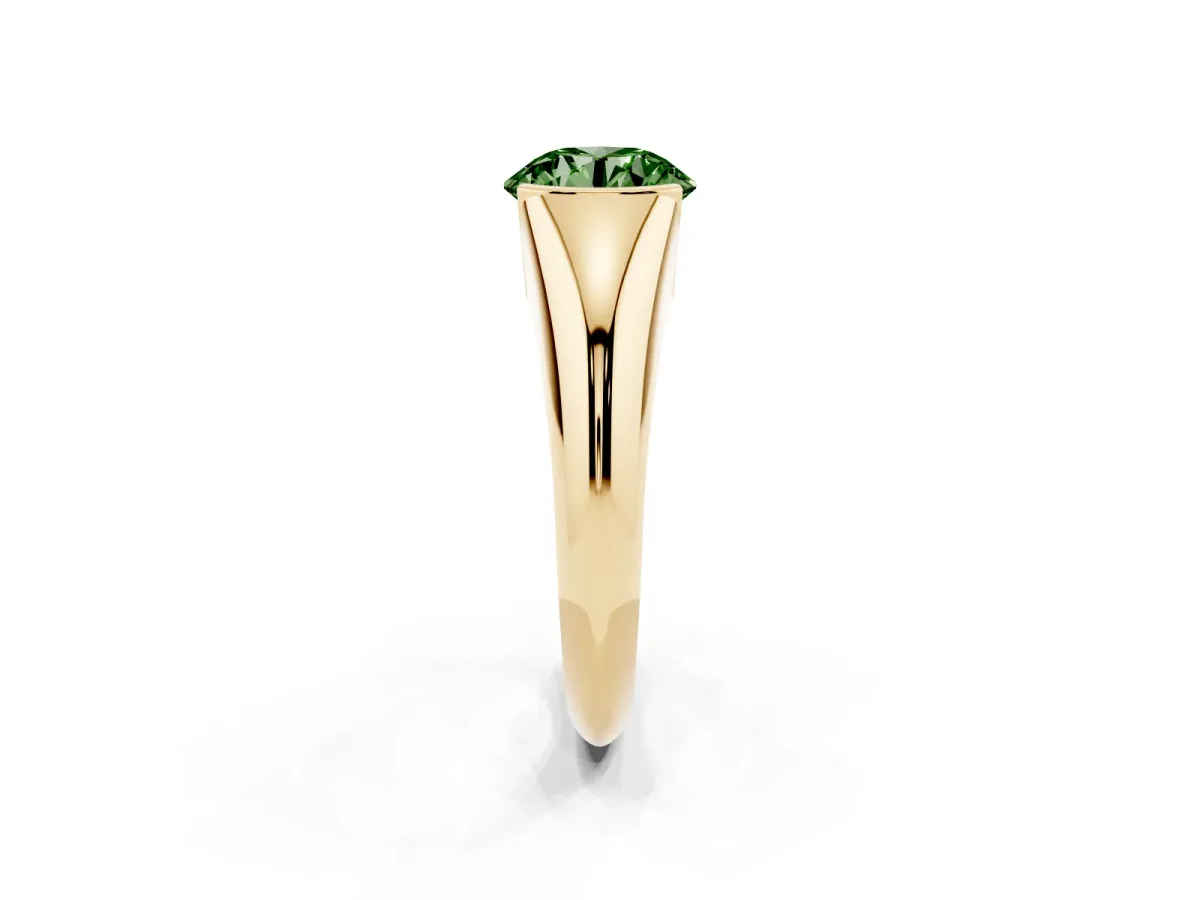 Fancy Green Round Cut Solitaire Tension Set Diamond Ring Yellow gold