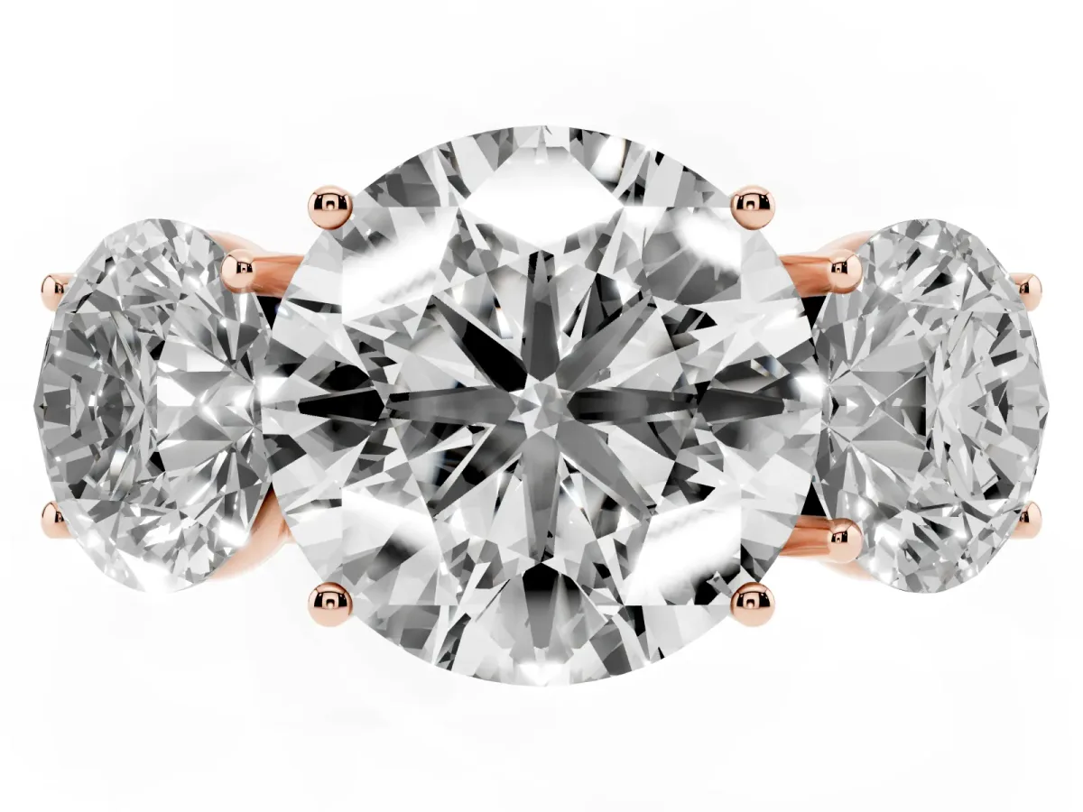 Three-Stone Round Cut Diamond Braided Band Ring with Four-Prong Setting Rose gold