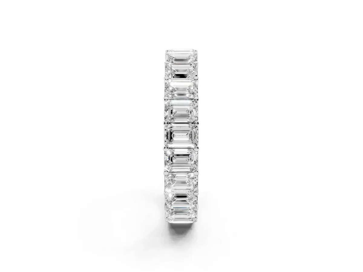 Emerald Cut Diamond Eternity Band with Shared Prong Setting Platinum