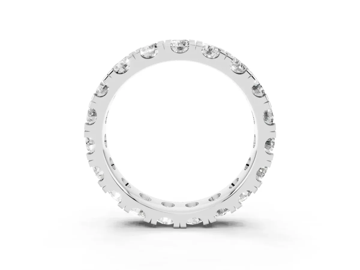 Round Diamond Full Eternity Band with U-Prong Setting Silver