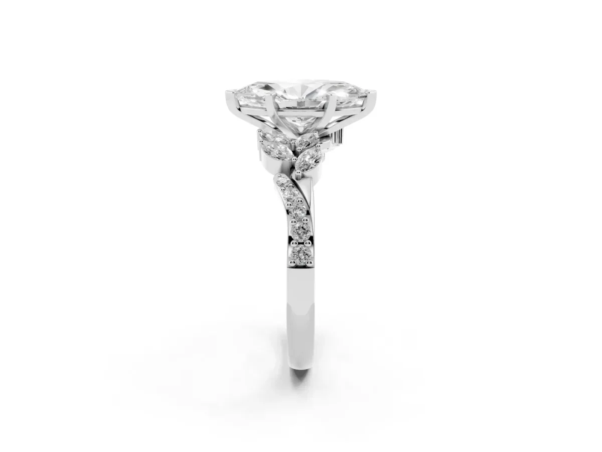 Marquise Cut Solitaire Marquise Twist Band with Six-Prong Setting Silver