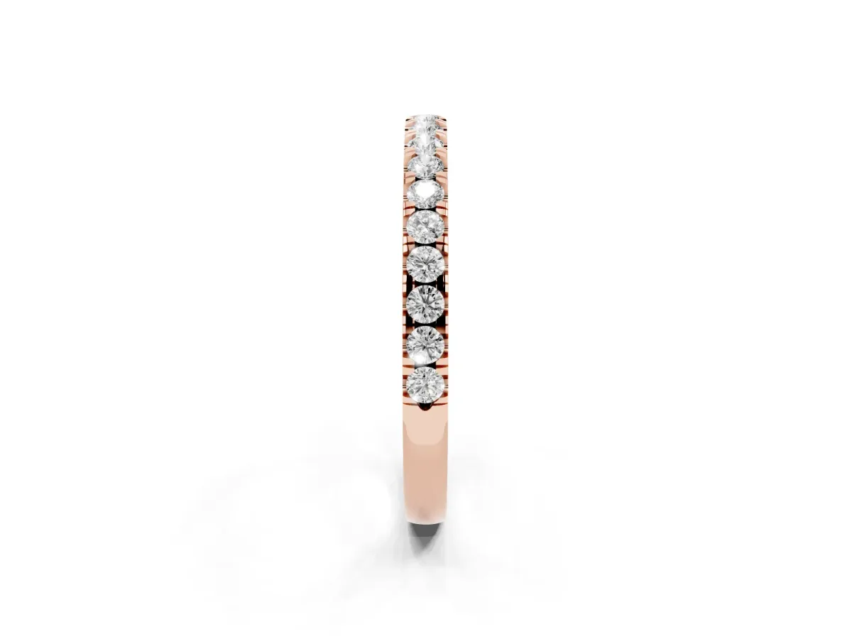 Round Diamond Classic Half Eternity Band with Shared Prong Setting Rose gold