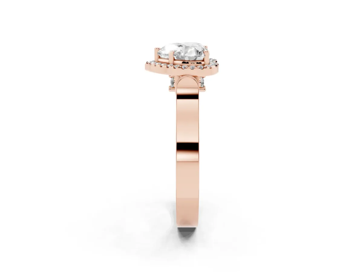 Heart Cut Halo Pave Split Shank Prong Setting Ring Rose gold