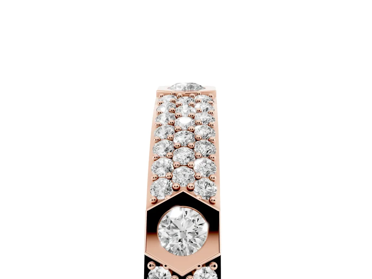 Round Diamond Pavé Promise Ring with Round Diamond Accents Rose gold