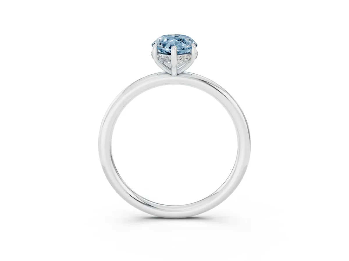 Fancy Blue Marquise Cut Solitaire Diamond Ring with a Classic Band and Four-Prong Setting White gold