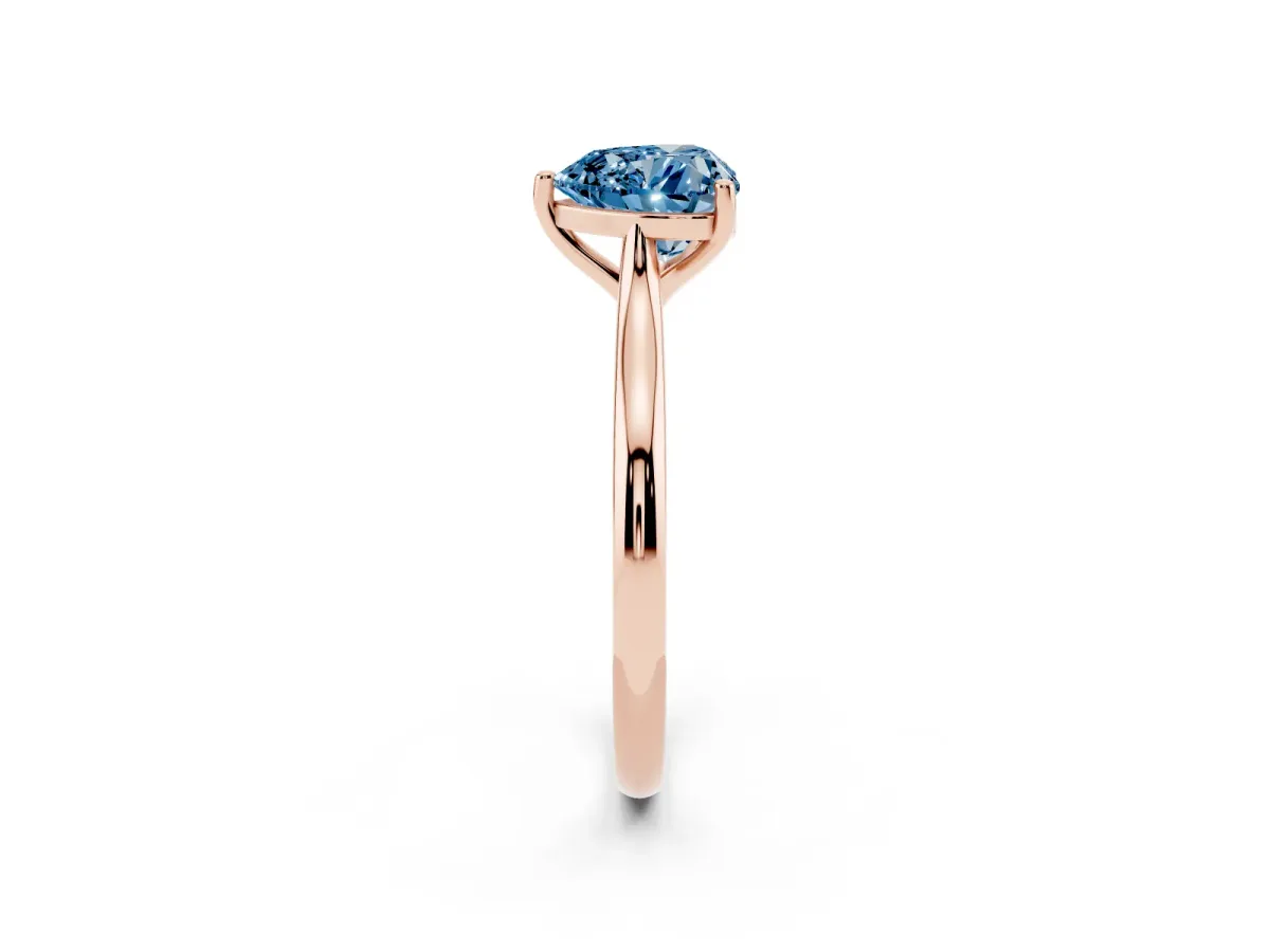 Fancy Blue Heart Cut Cut Solitaire Ring with Cathedral Band and Four-Prong Setting Rose gold