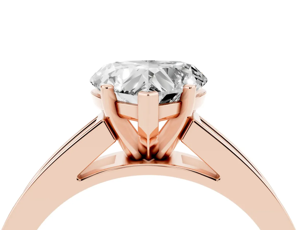 Heart Cut Solitaire Diamond Ring with Channel-Set Band and Four-Prong Setting Rose gold