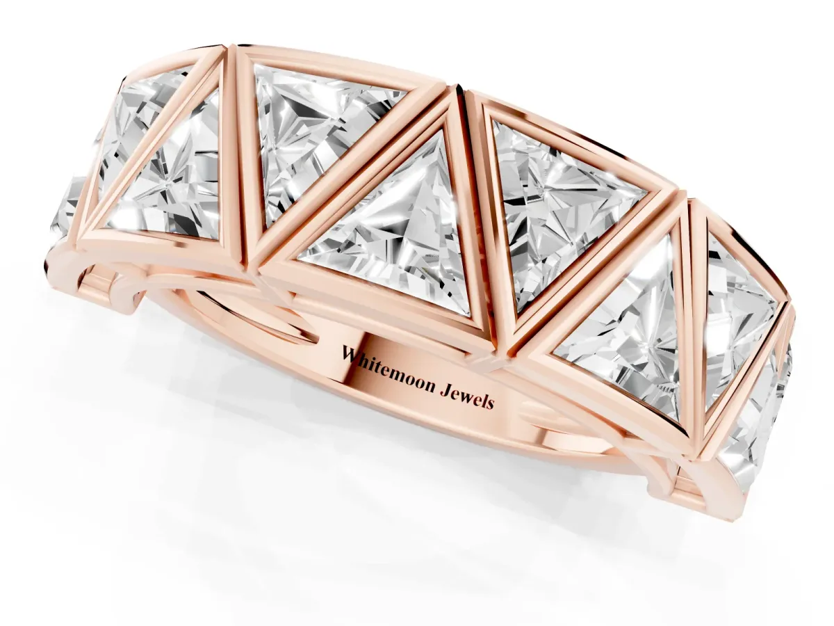Triangle Diamond Geometric Mens Band Rose gold