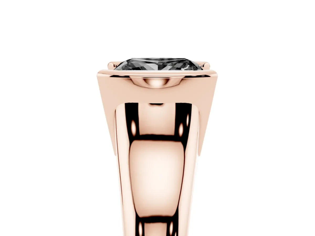 Fancy Black Princess Cut Solitaire Tension Set Diamond Ring with Split Shank Band Rose gold