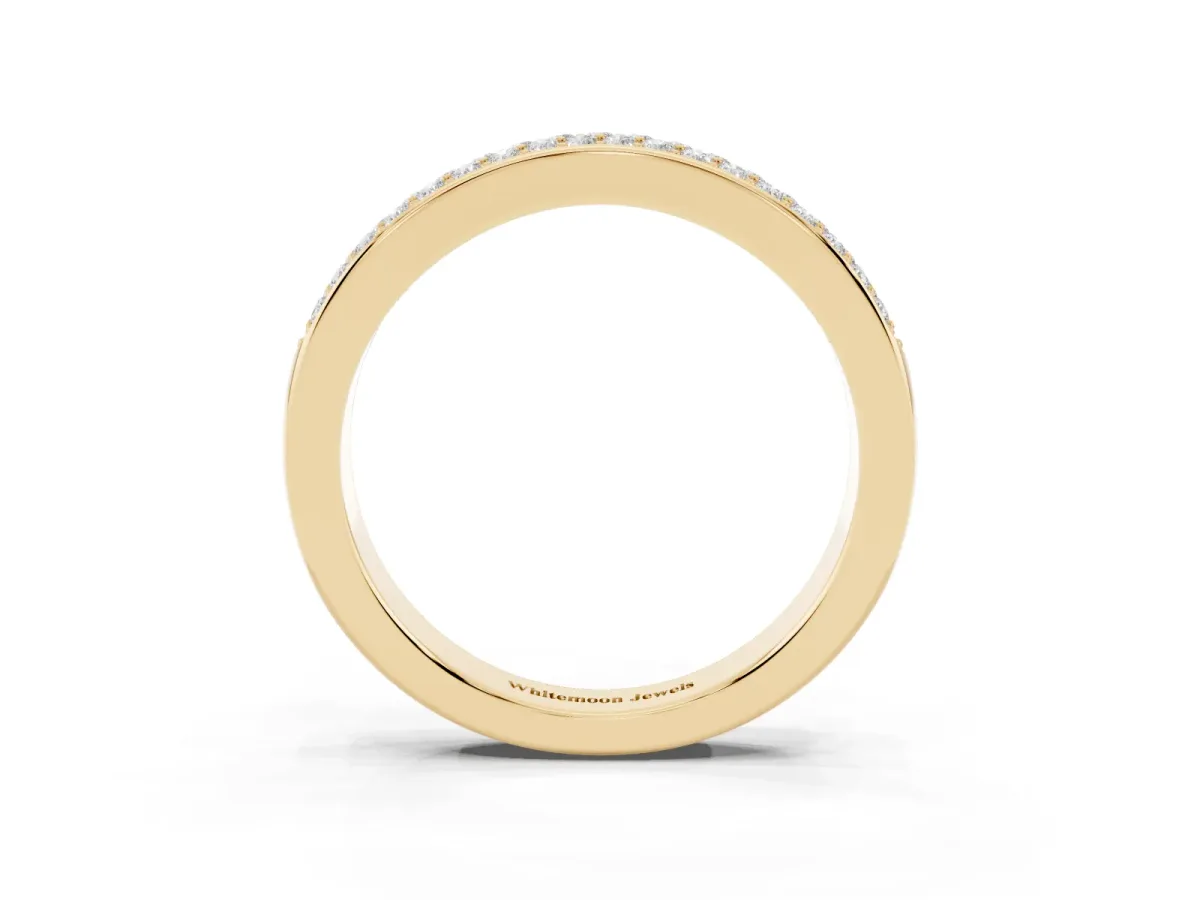 Pavé Round Diamond Contour Band Yellow gold