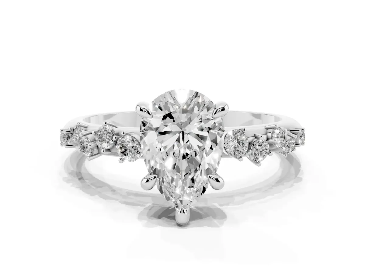 Pear Cut Cut Diamond Vine Band with Four-Prong Setting Silver