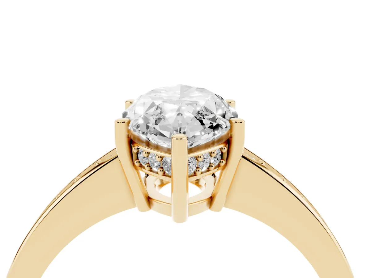 Marquise Cut Solitaire Pavé Band Prong Setting Ring Yellow gold