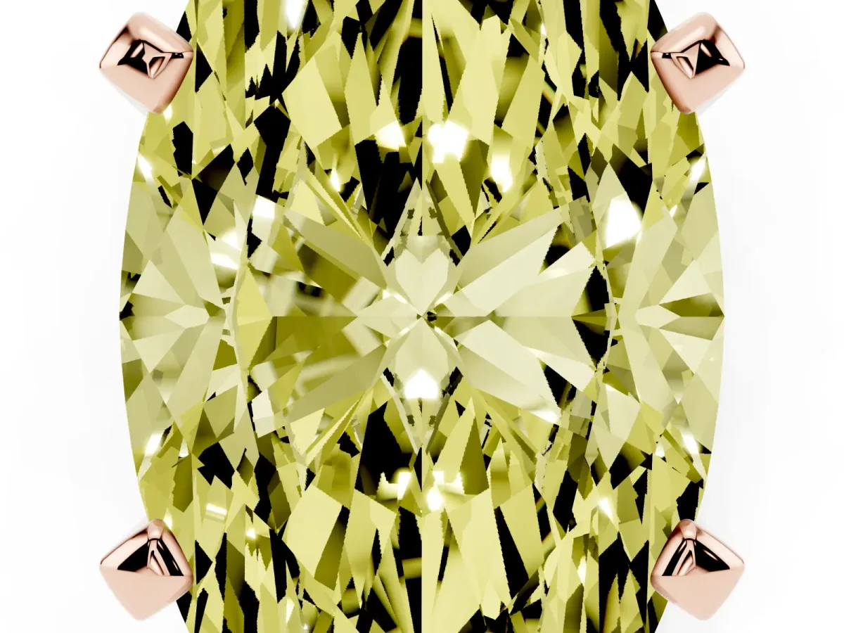 Fancy Yellow Marquise Cut Diamond Solitaire Ring with Prong Setting and Classic Band Rose gold