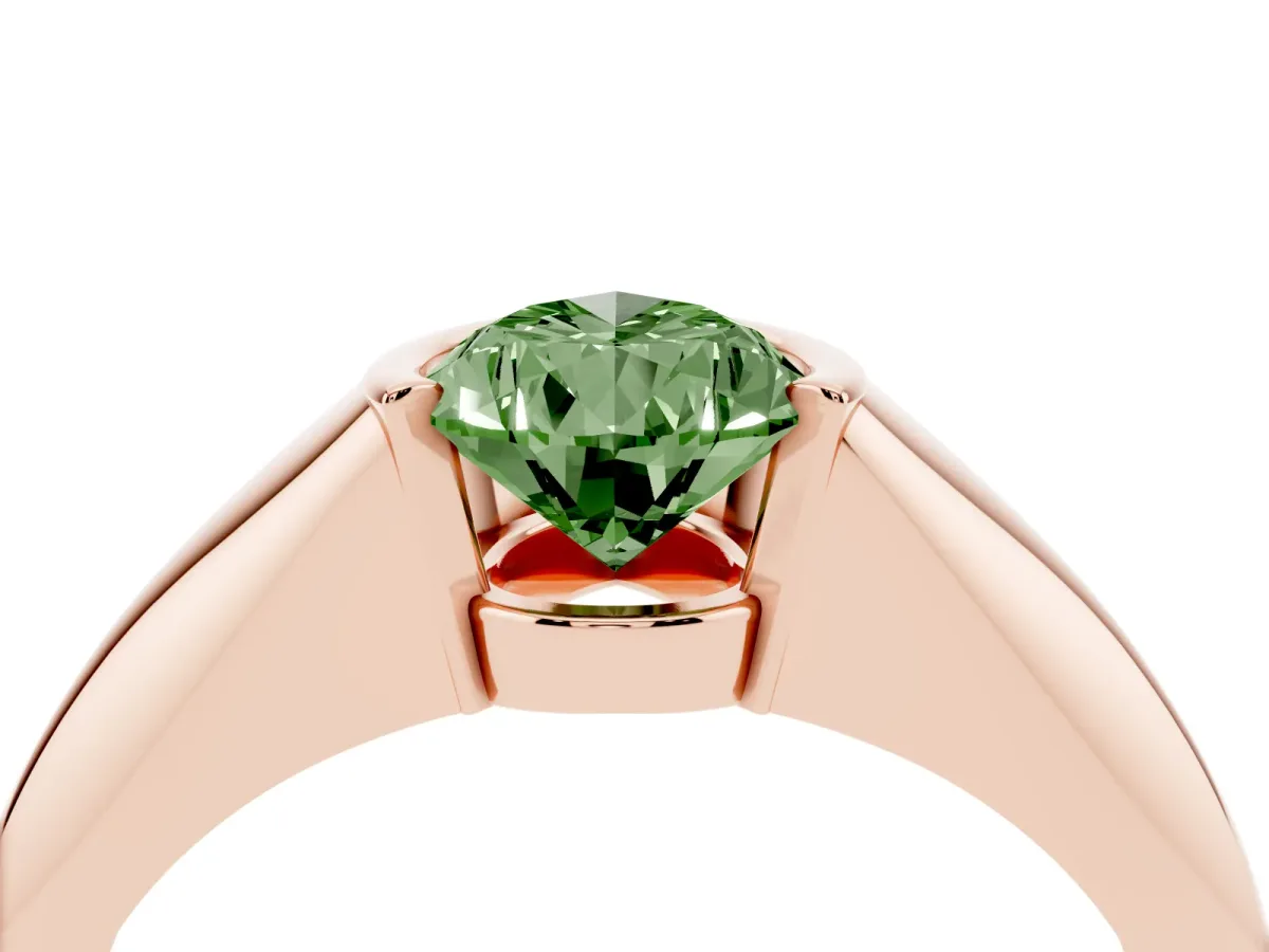 Fancy Green Pear Cut Solitaire Tension Set Diamond Ring Rose gold
