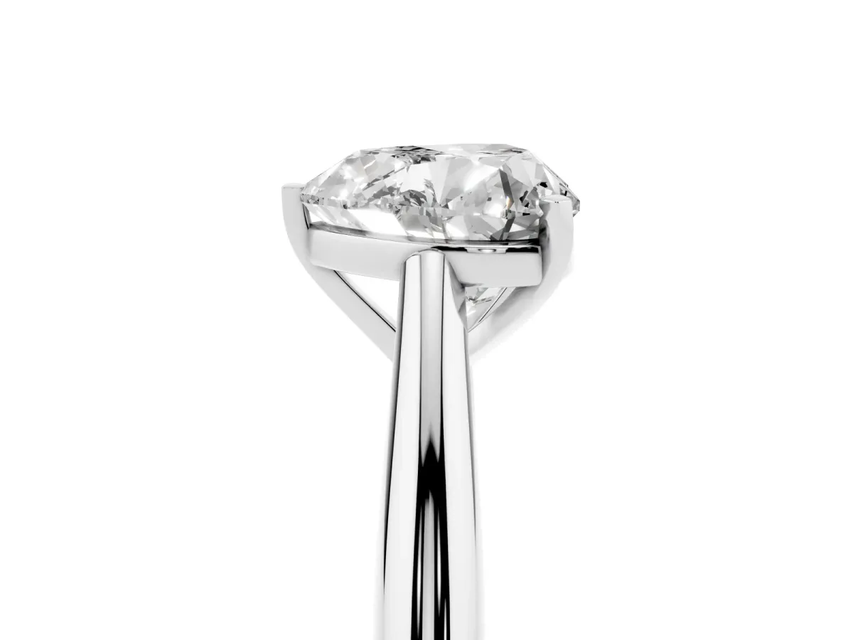Heart Cut Diamond Solitaire Engagement Ring with Cathedral Setting and Four-Prong Mount Platinum