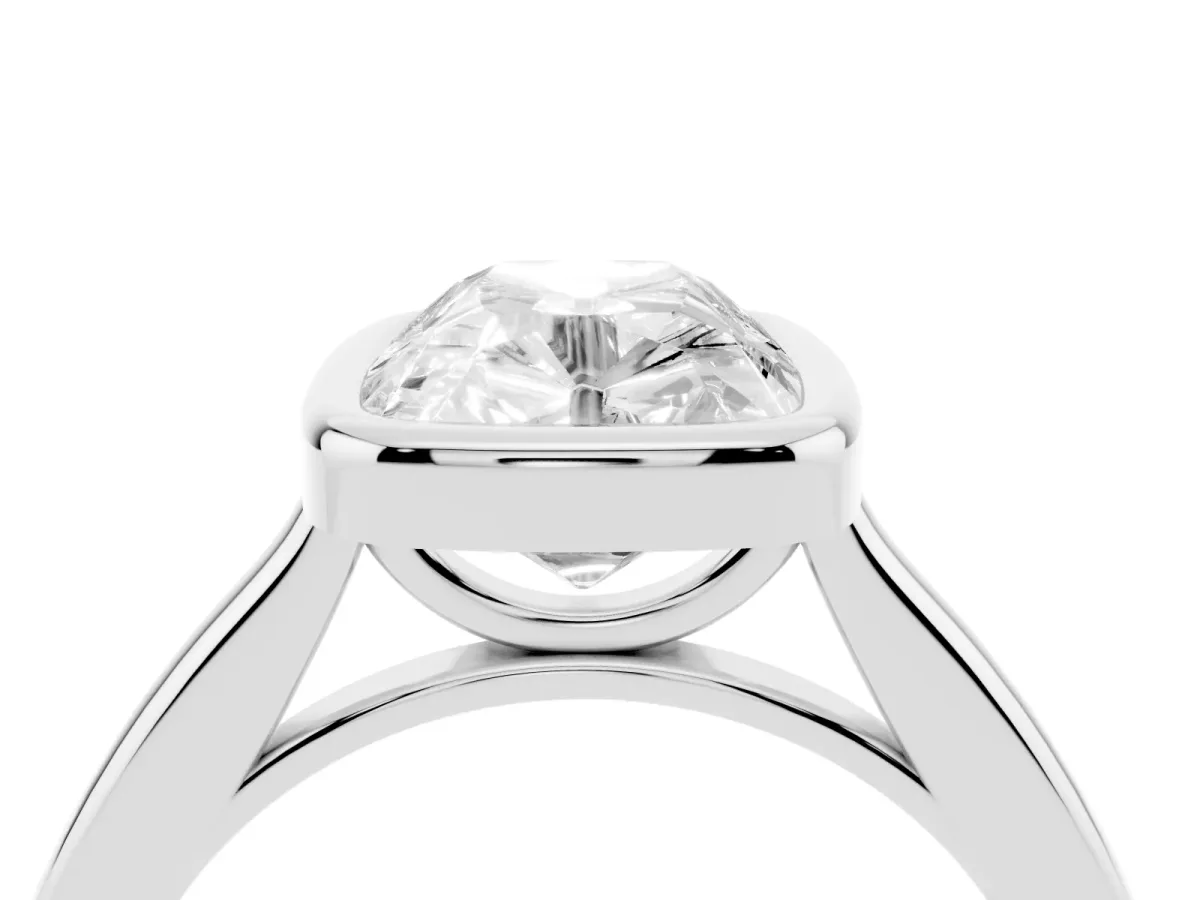 Old Mine Elongated Cushion Diamond Bezel Set Ring Silver