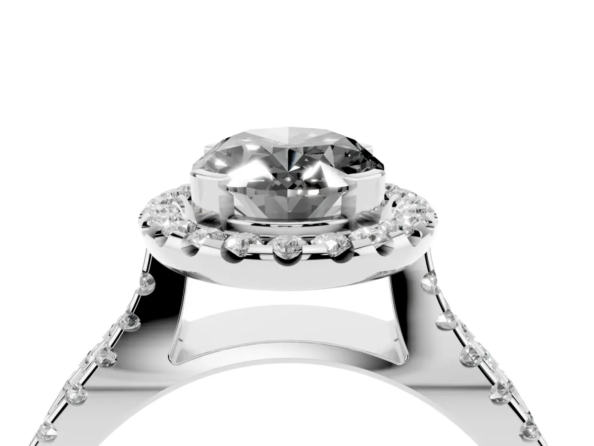 Fancy Black Oval Cut Diamond Halo Ring with Split Shank Pavé Band and Prong Setting Silver