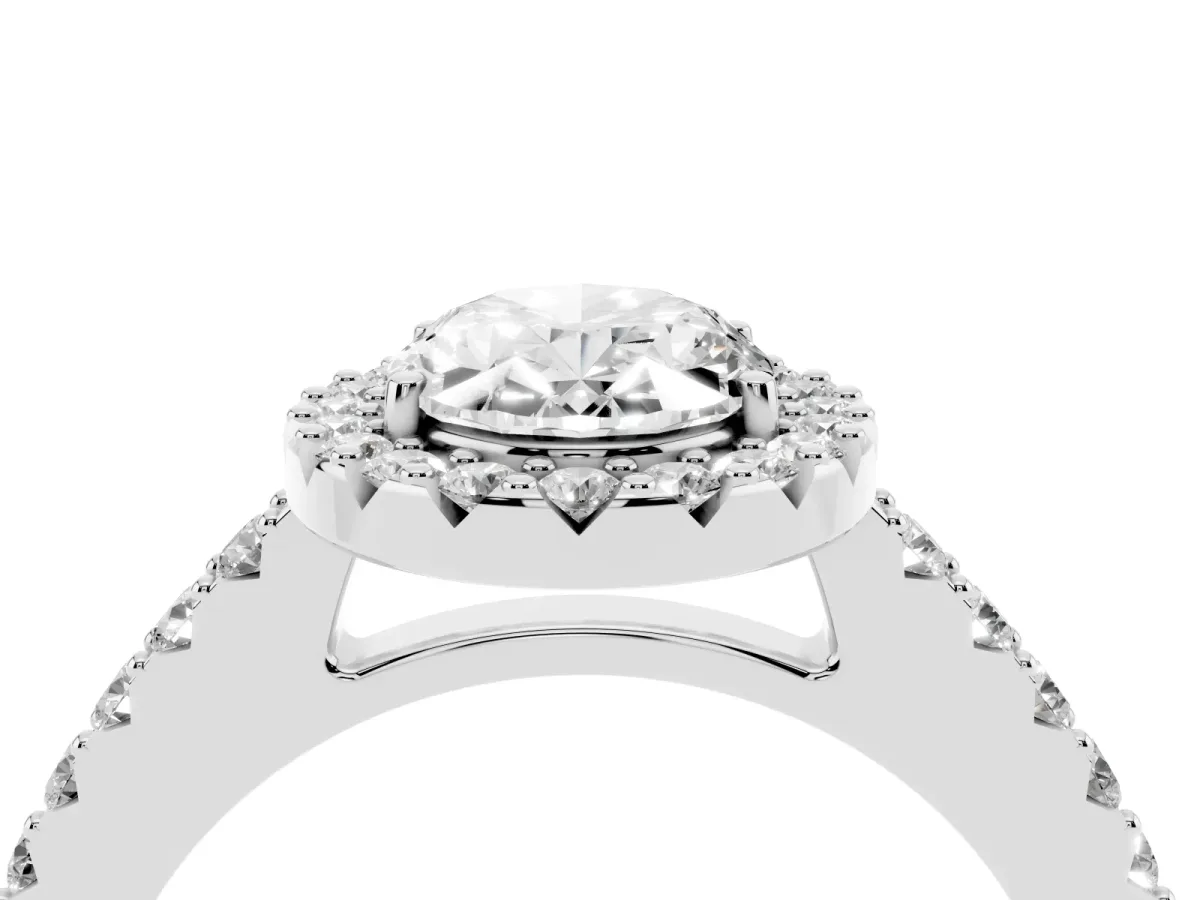 Oval Cut Halo Diamond Pavé Solitaire Ring Platinum