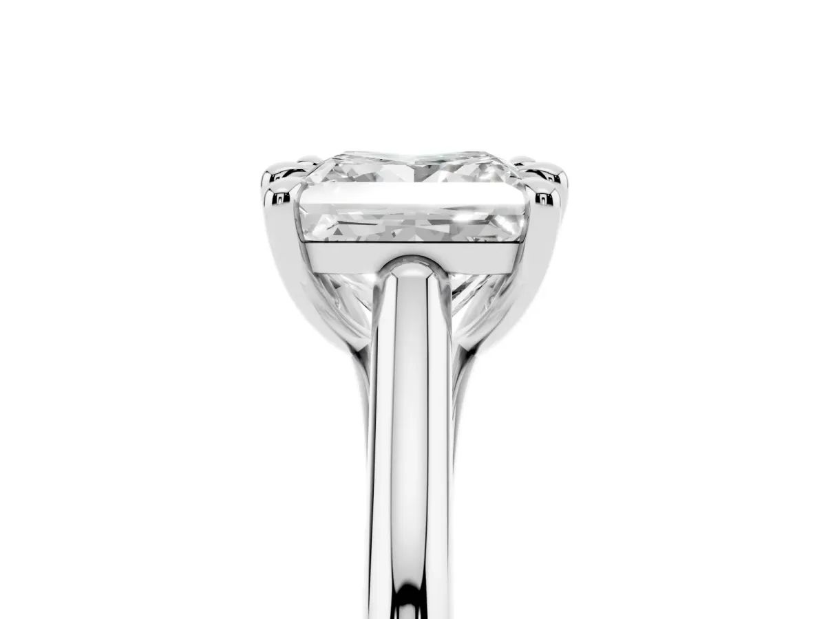 Princess Cut Solitaire Engagement Ring with Six-Prong Setting and Classic Band Silver