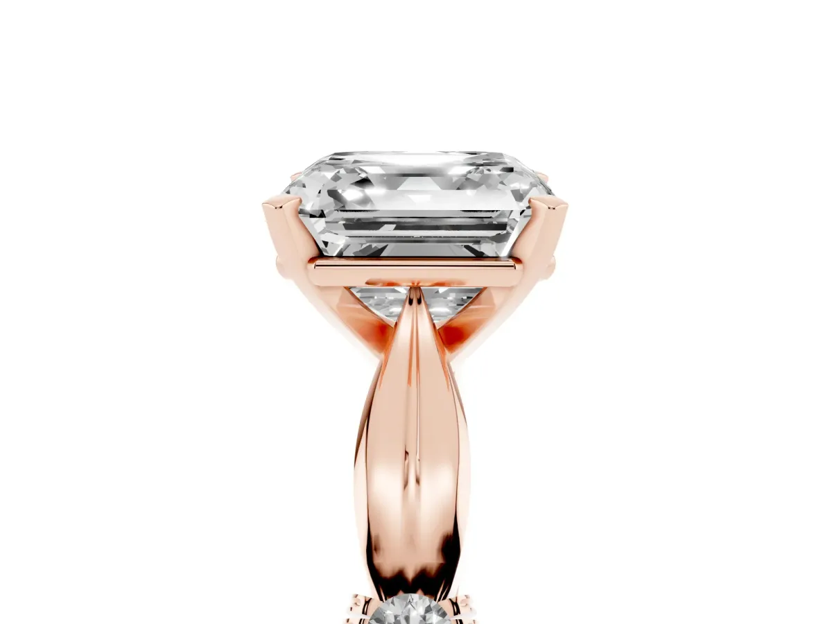 Asscher Cut Solitaire Diamond Twisted Band with Four-Prong Setting Rose gold