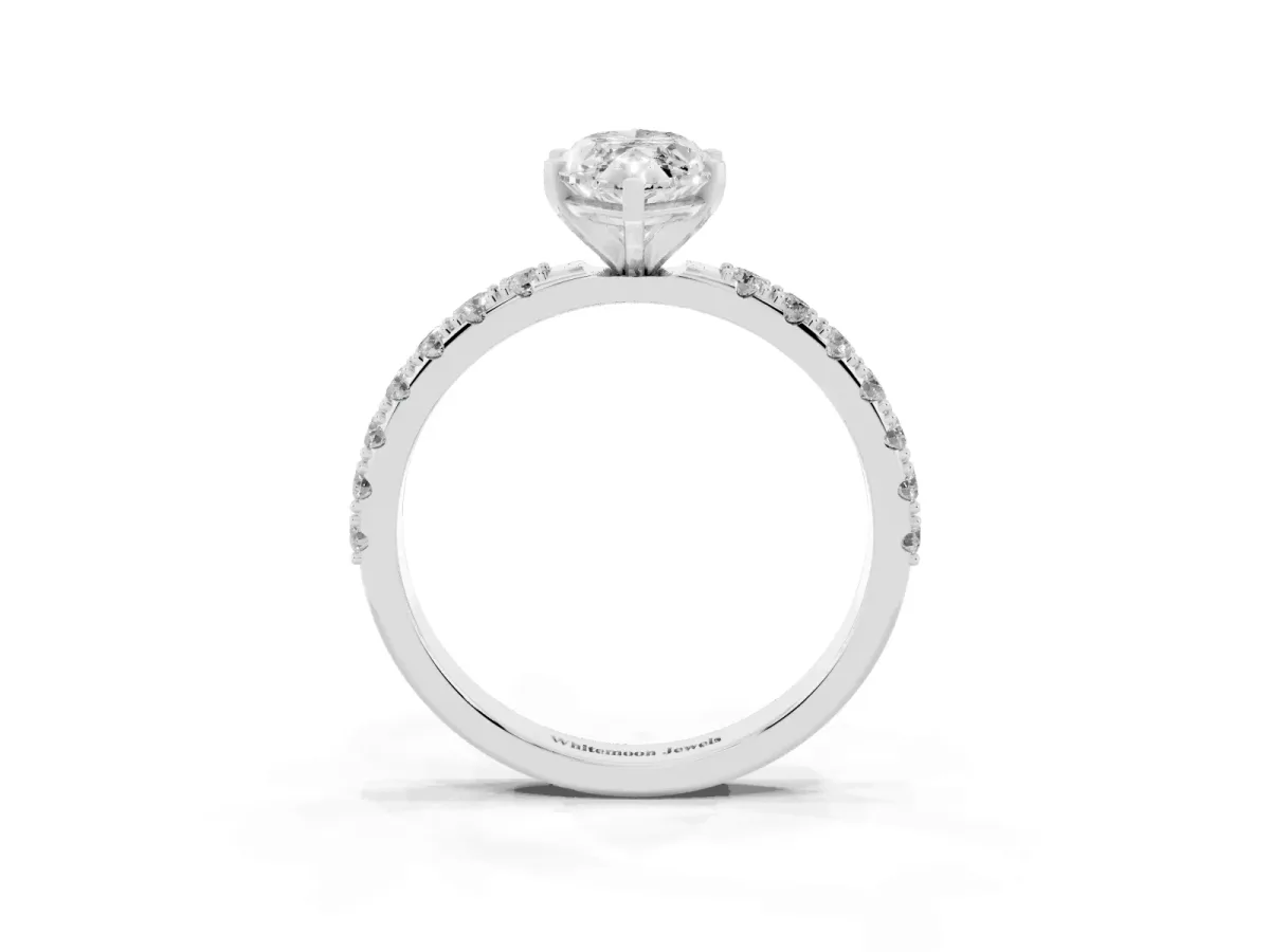 Marquise Cut Diamond Solitaire Pavé Band with Four-Prong Setting Platinum
