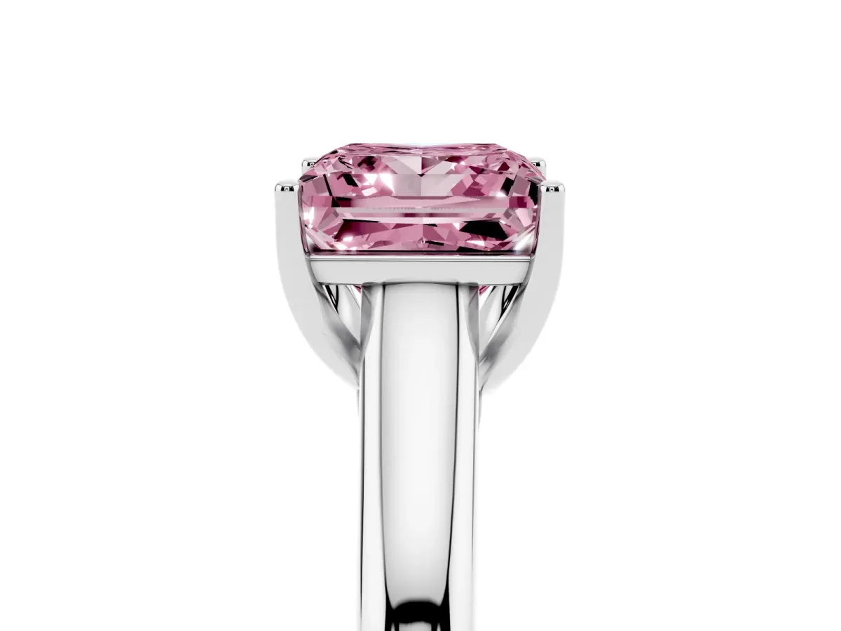 Fancy Pink Princess Cut Solitaire Engagement Ring with Tapered Band and Four-Prong Setting Platinum