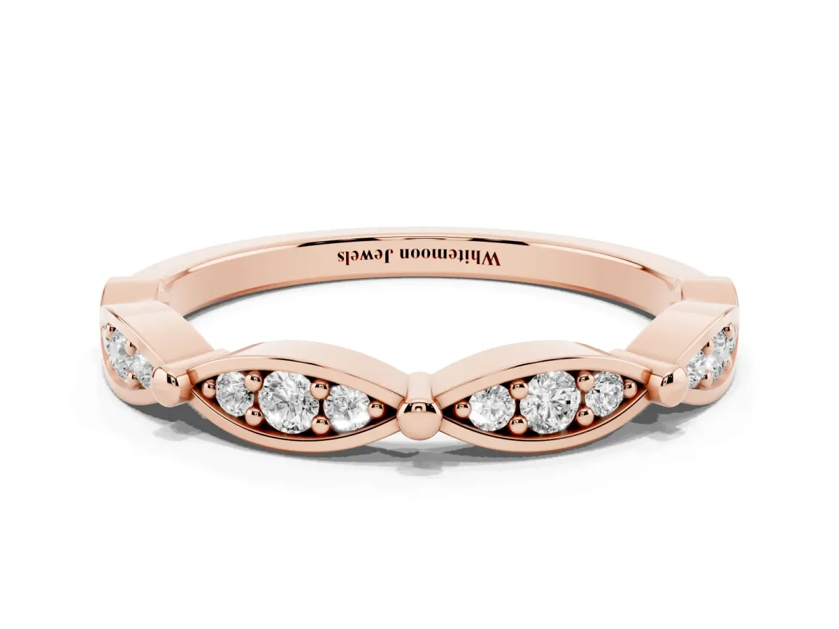 Marquise Diamond Pavé Eternity Band with Bezel Setting Rose gold