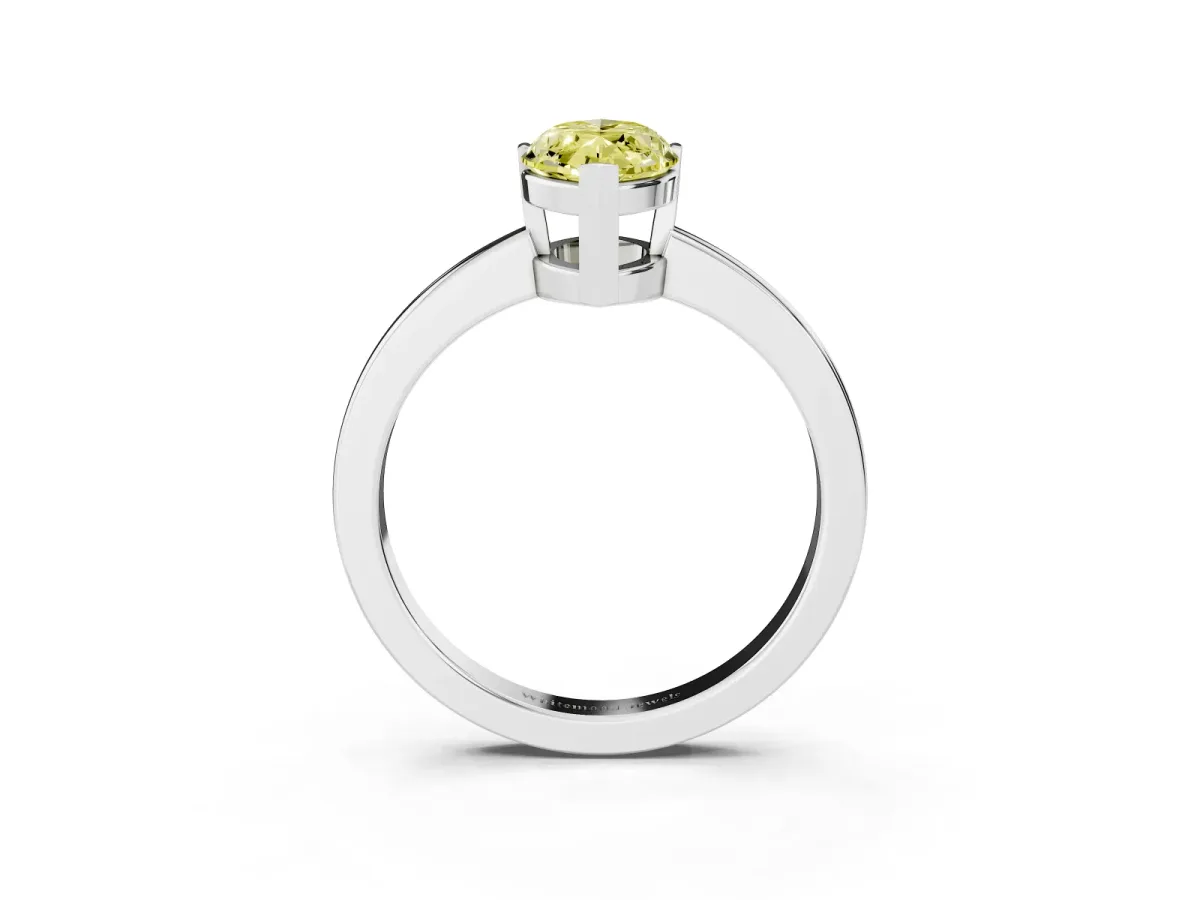Fancy Yellow Marquise Cut Cut Solitaire Ring with Four-Prong Setting and Classic Band White gold