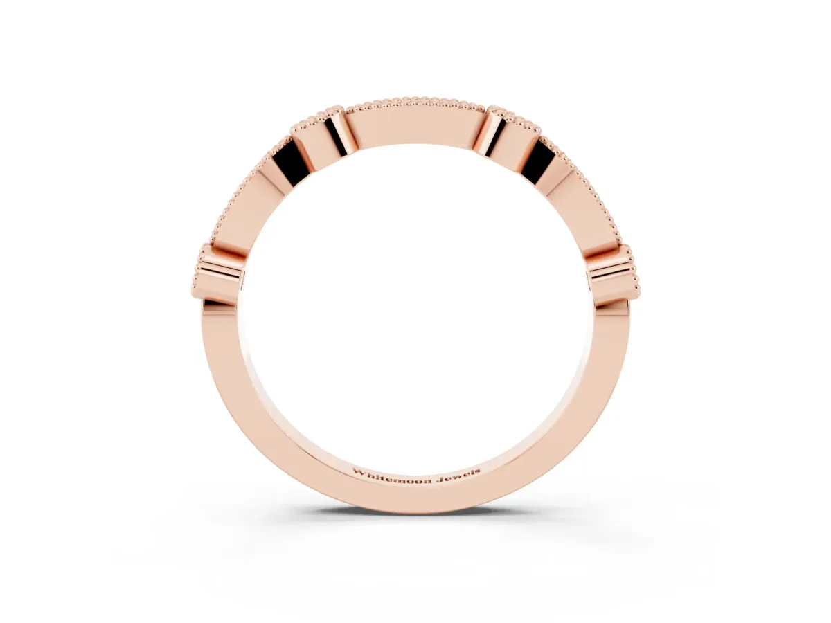 Milgrain Bezel and Marquise Diamond Band Rose gold