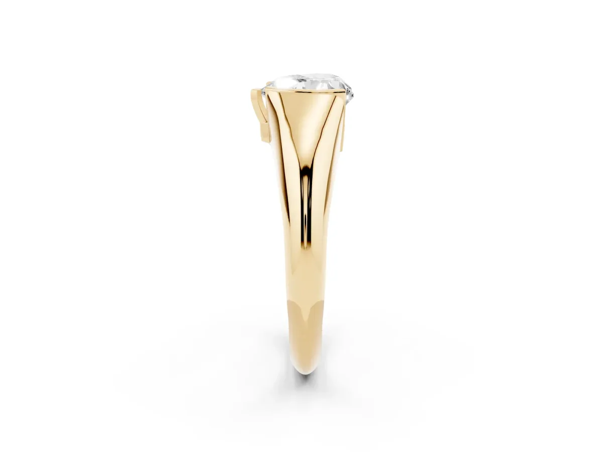 Heart Cut Solitaire Tension Set Diamond Ring Yellow gold