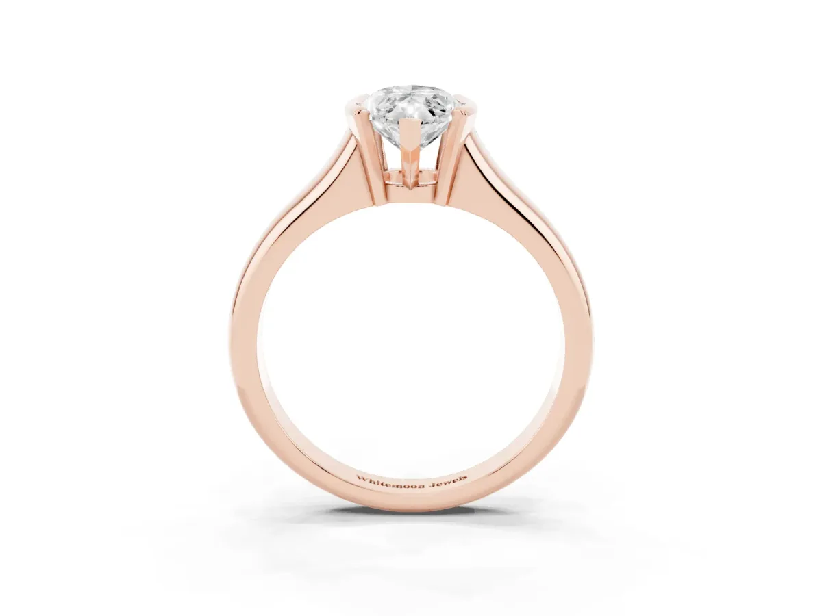 Marquise Cut Solitaire Tension Set Diamond Ring with Split Shank Band Rose gold