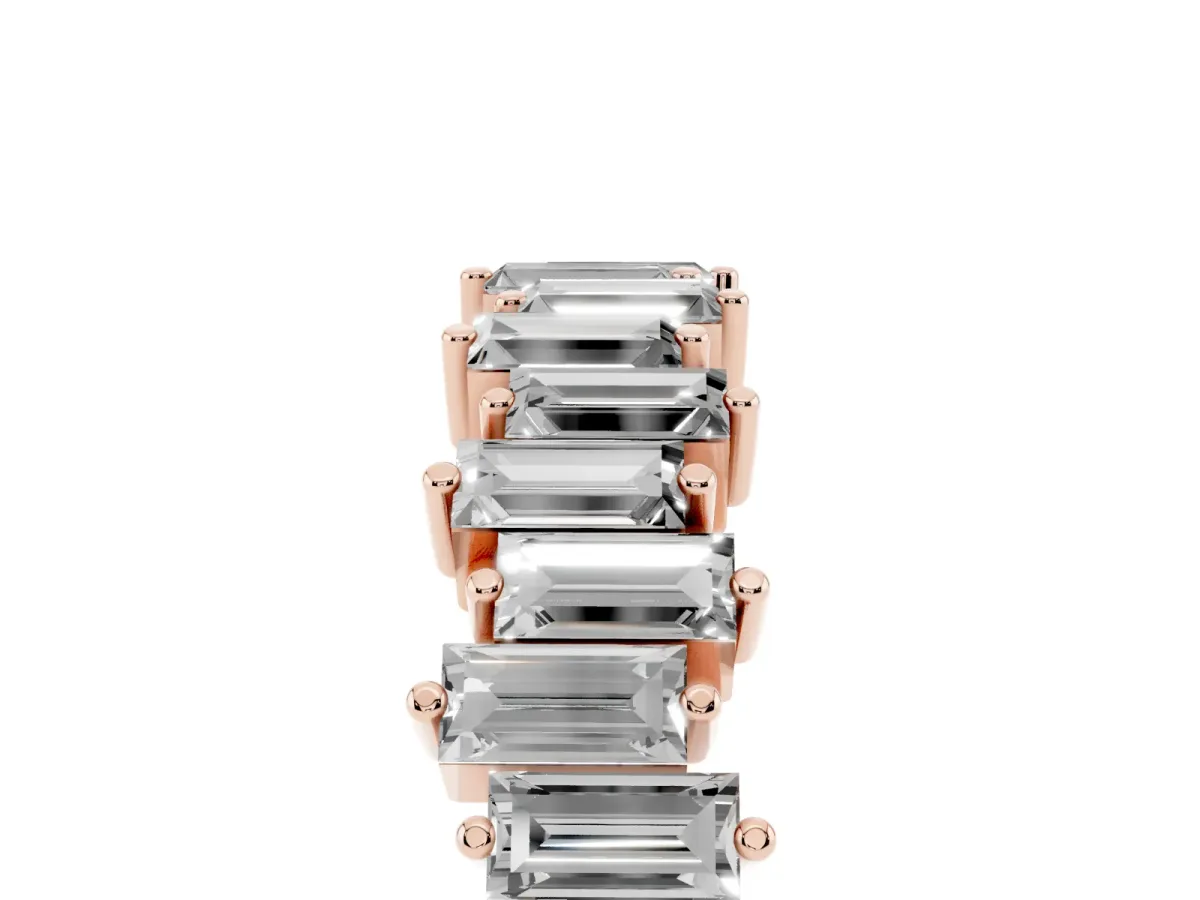 Baguette Diamond Half Eternity Ring with Prong Setting Rose gold