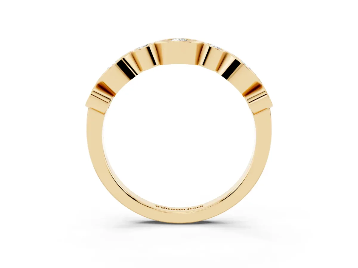 Bezel Set Mixed Shape Diamond Eternity Band Yellow gold