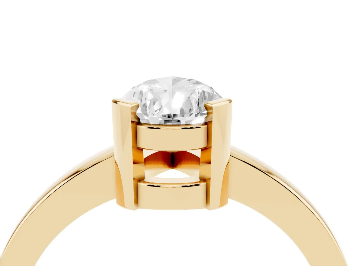 Pear Cut Cut Solitaire Ring with Four-Prong Setting and Classic Band Yellow gold